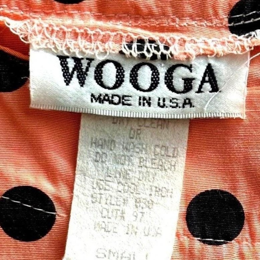 Polka Dot Wooga Shorts and Top Set w/ Sleeve Belted Pockets 90s S Peach Vintage - Picture 9 of 9